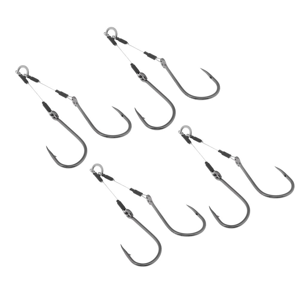4pcs Jigging Assist Hooks Sea Fishing Hooks Barbed Fishhook with Solid Ring