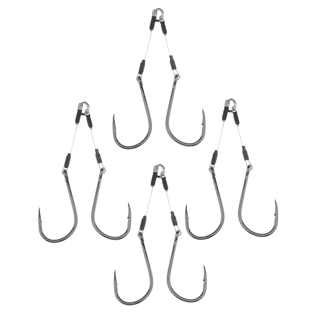4pcs Jigging Assist Hooks Sea Fishing Hooks Barbed Fishhook with Solid Ring