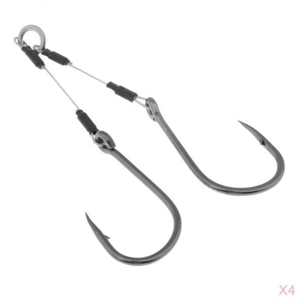 4pcs Jigging Assist Hooks Sea Fishing Hooks Barbed Fishhook with Solid Ring
