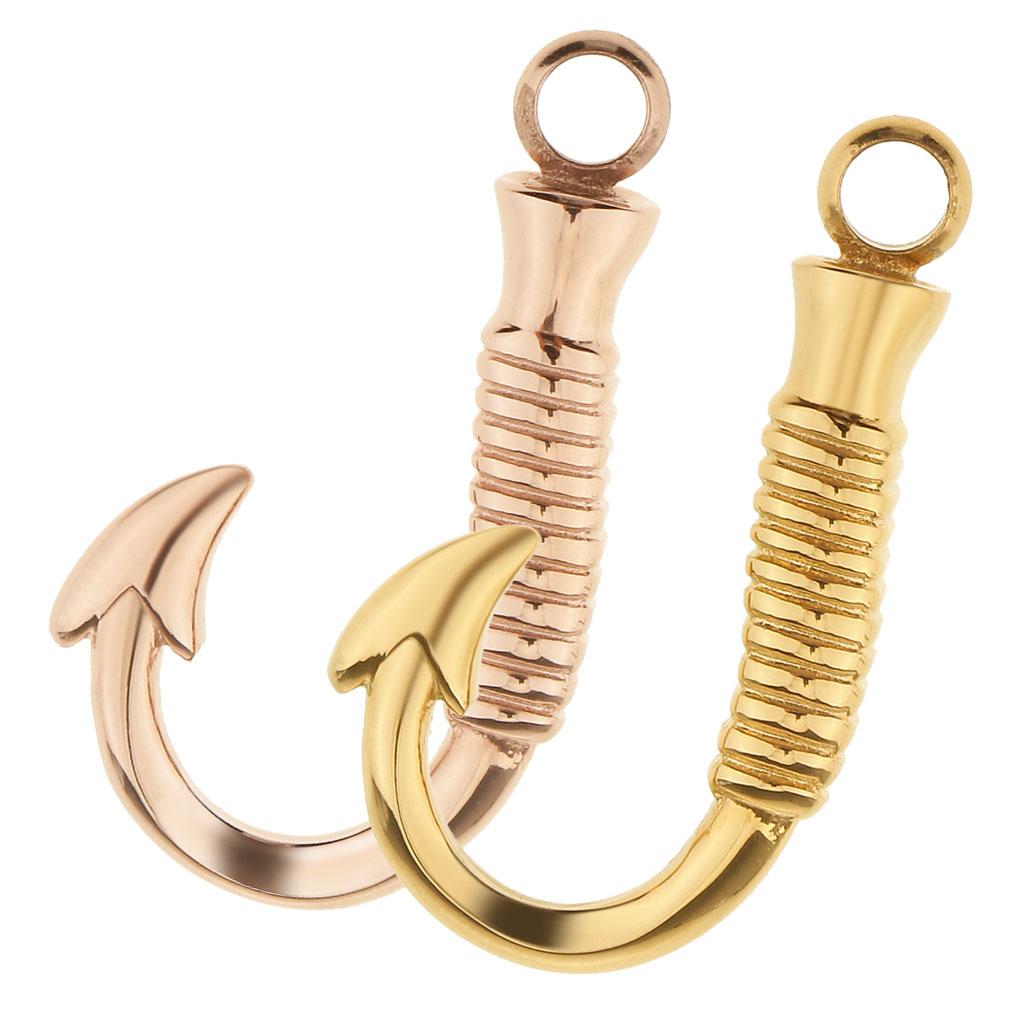 2 Pieces Stainless Steel Fish Hook Cremation Urn Keepsake Memorial Pendant