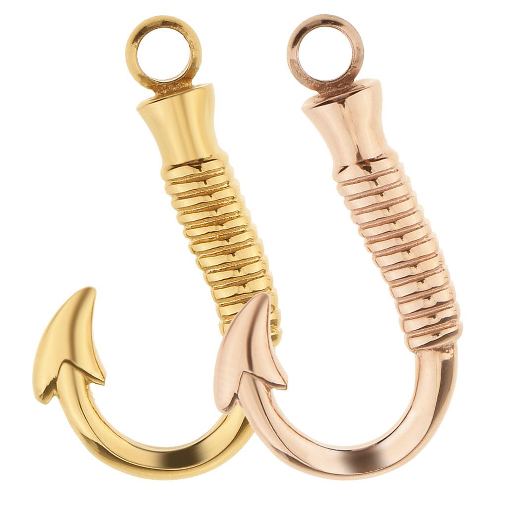 2 Pieces Stainless Steel Fish Hook Cremation Urn Keepsake Memorial Pendant