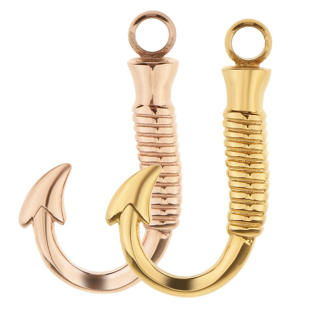 2 Pieces Stainless Steel Fish Hook Cremation Urn Keepsake Memorial Pendant