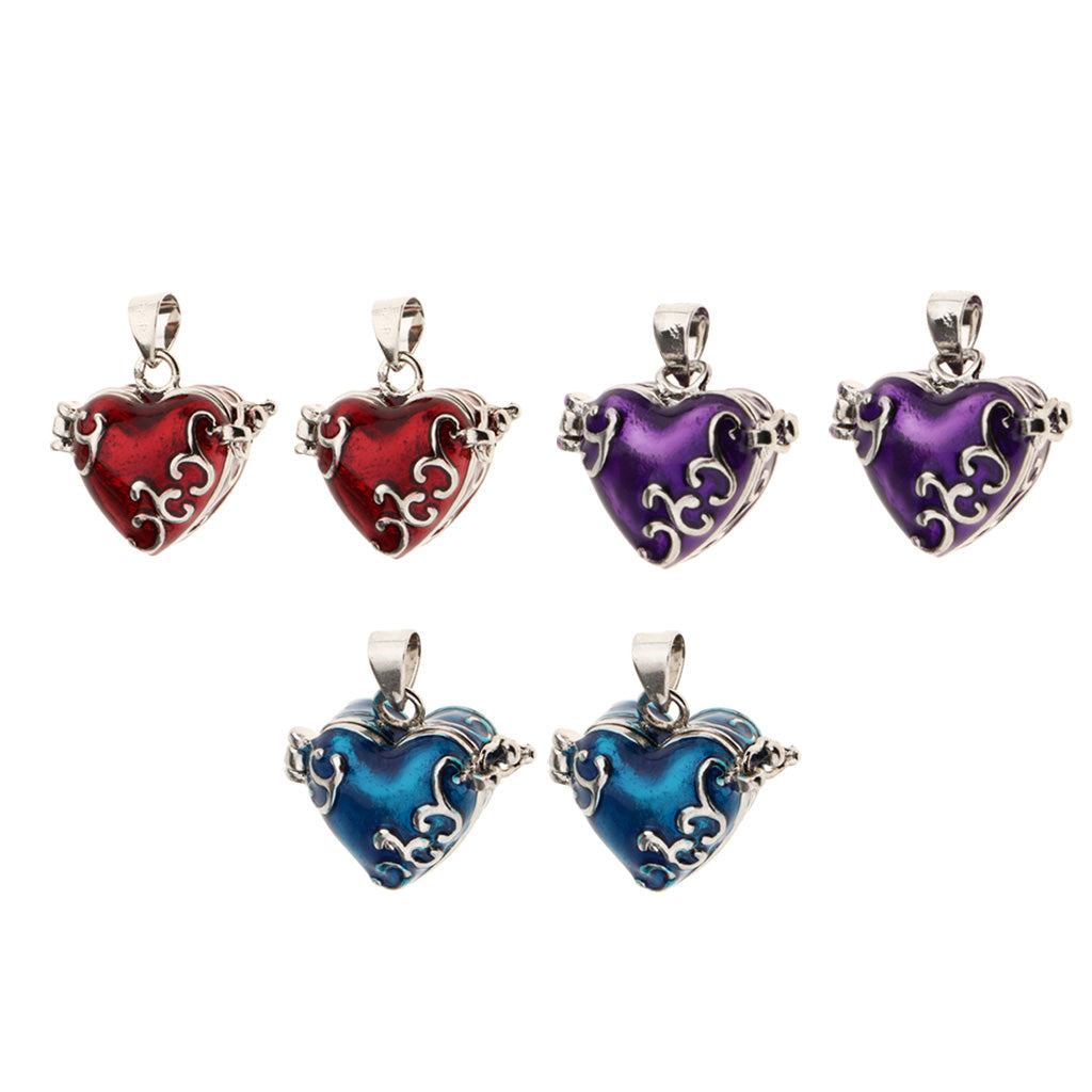 6 Pieces Enamel Love Heart Pendant Cremation Keepsake Urn Purple/Red/Blue