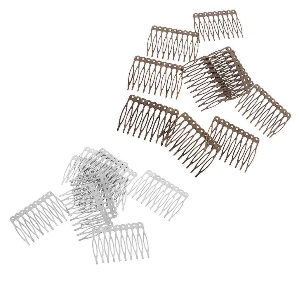 20 Pieces Blank Metal Hair Comb 55mm with 10 Teeth For Hair Accessories DIY