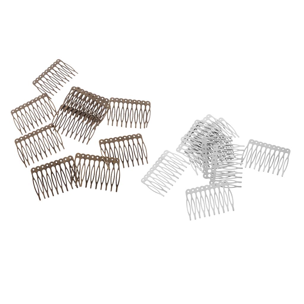 20 Pieces Blank Metal Hair Comb 55mm with 10 Teeth For Hair Accessories DIY