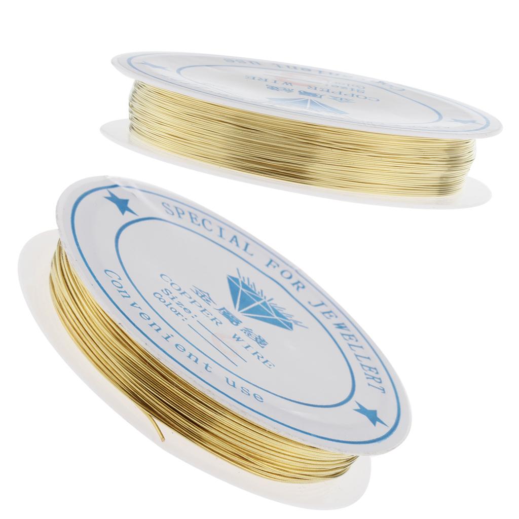 2 Rolls Gold Plated Copper Wire Findings Beading Wire for DIY Jewelry Making