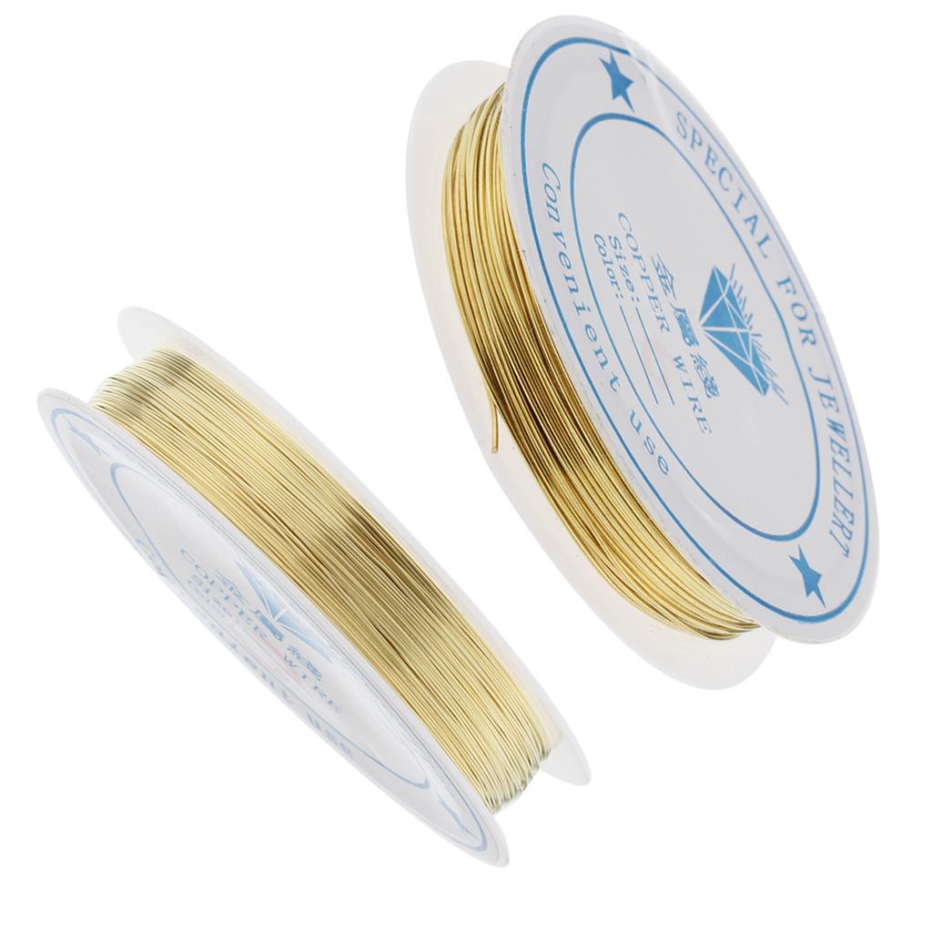 2 Rolls Gold Plated Copper Wire Findings Beading Wire for DIY Jewelry Making