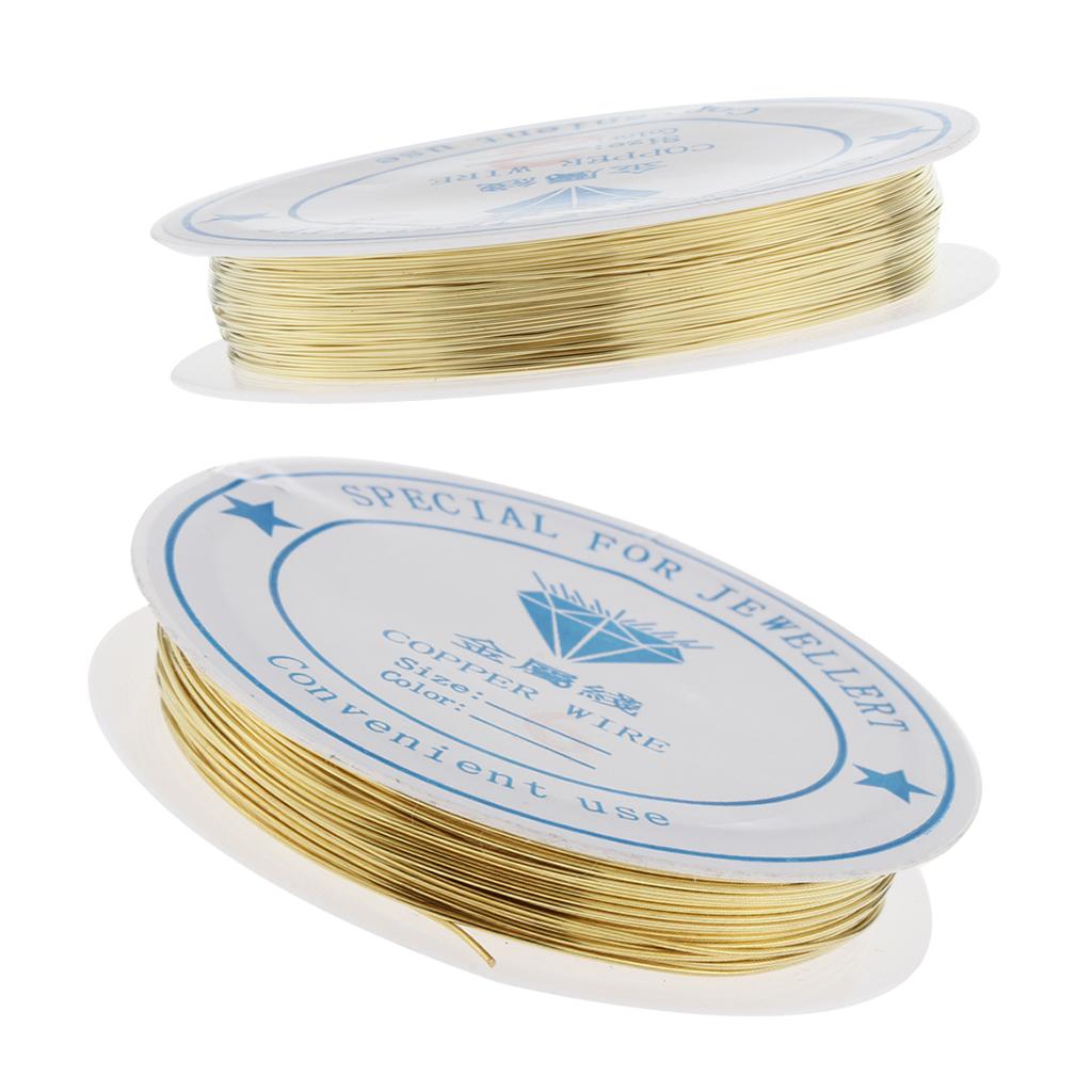 2 Rolls Gold Plated Copper Wire Findings Beading Wire for DIY Jewelry Making