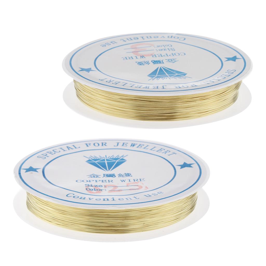 2 Roll Copper Wire Beading Thread Cord for DIY Jewellery Making 0.3mm 0.25mm