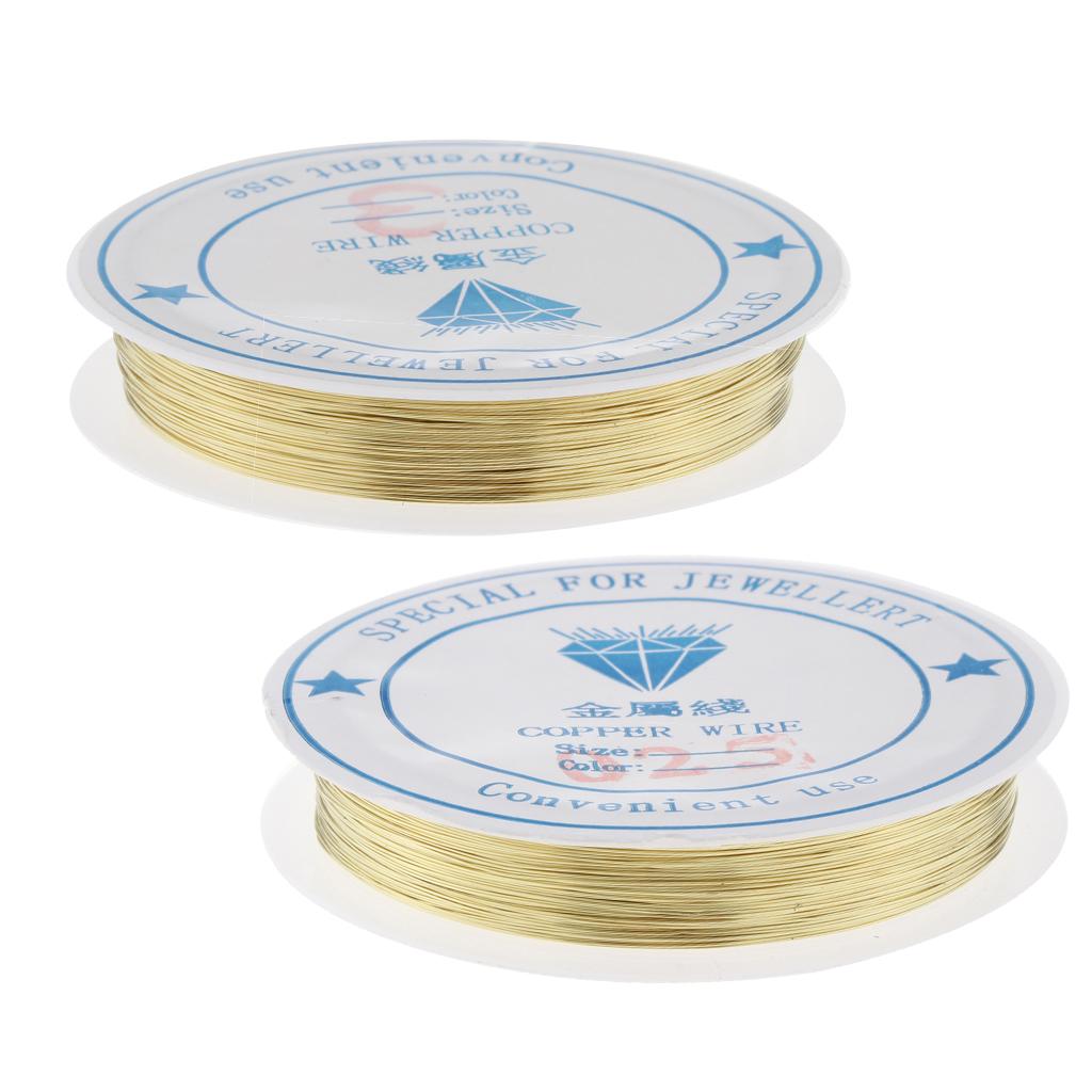2 Roll Copper Wire Beading Thread Cord for DIY Jewellery Making 0.3mm 0.25mm