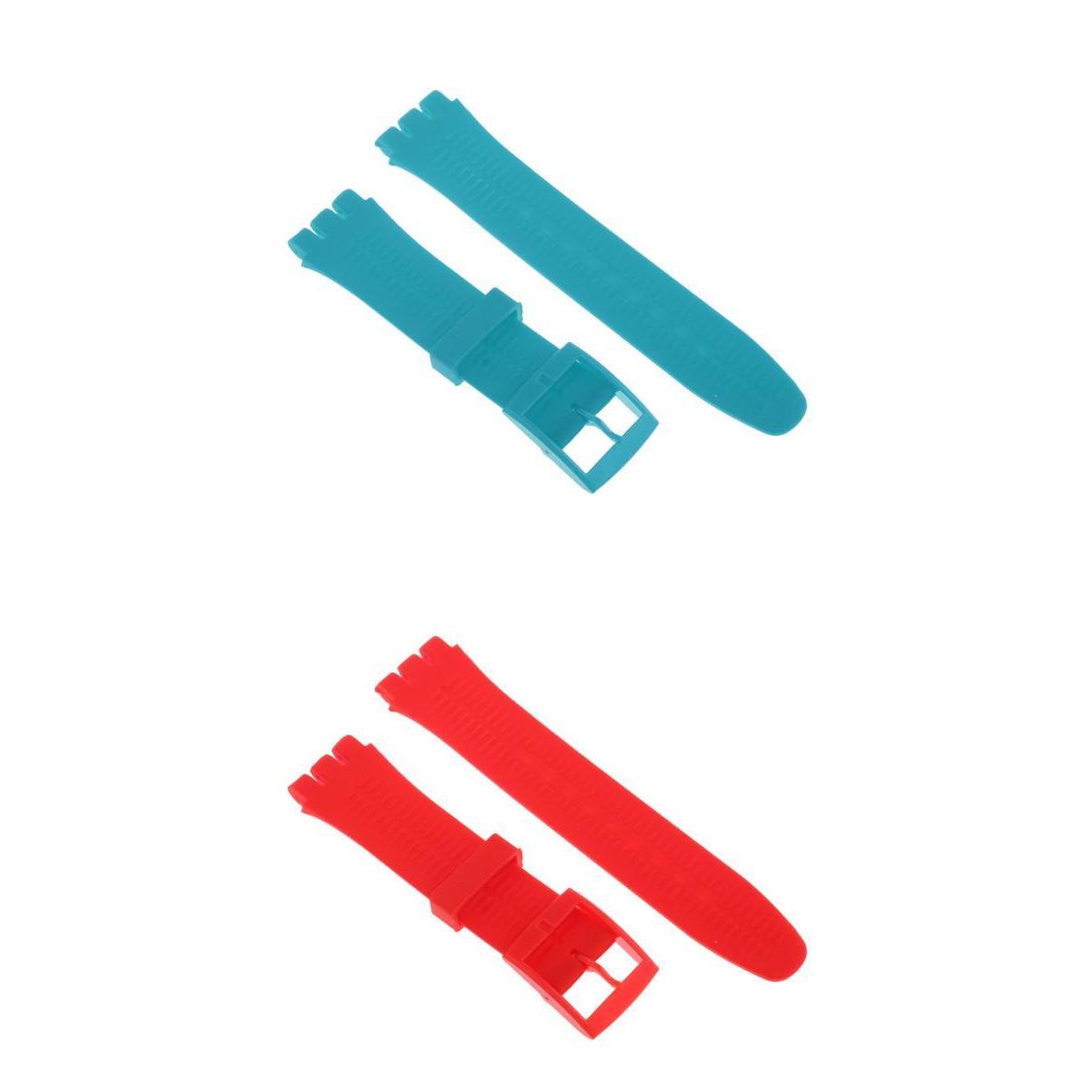 2 Piece 19mm Silicone Rubber Replacement Watch Bands Waterproof For Swatch