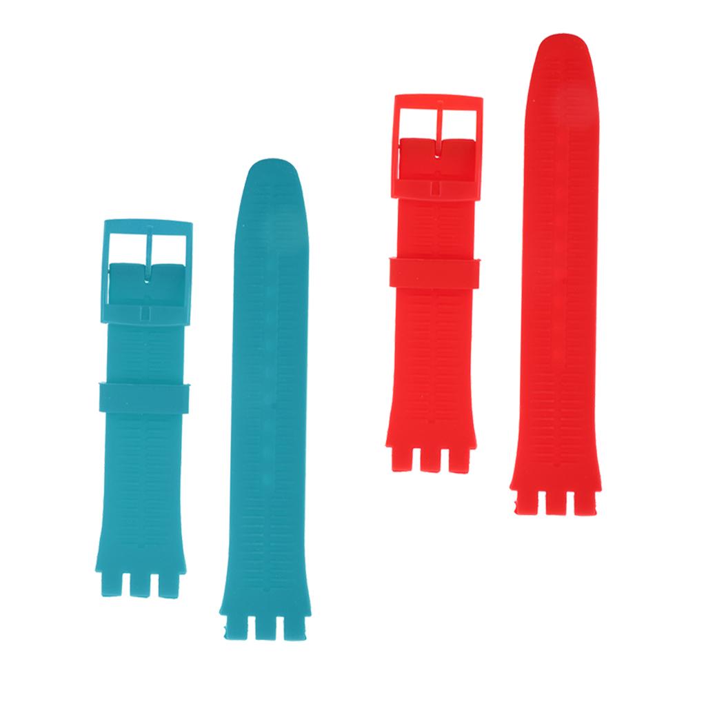 2 Piece 19mm Silicone Rubber Replacement Watch Bands Waterproof For Swatch