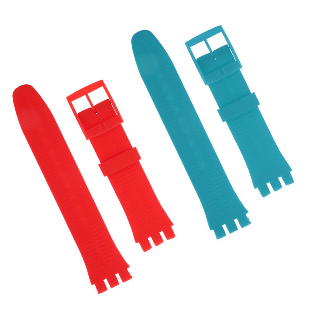 2 Piece 19mm Silicone Rubber Replacement Watch Bands Waterproof For Swatch