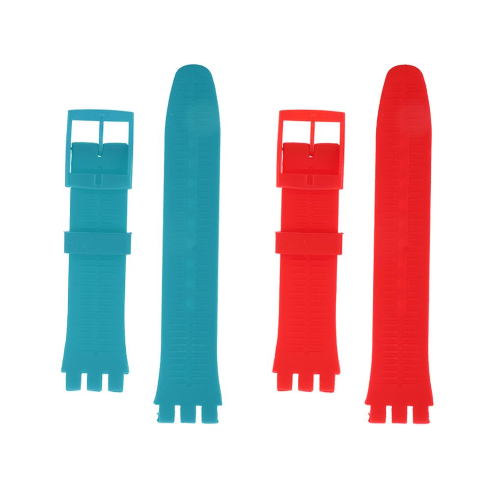2 Piece 19mm Silicone Rubber Replacement Watch Bands Waterproof For Swatch