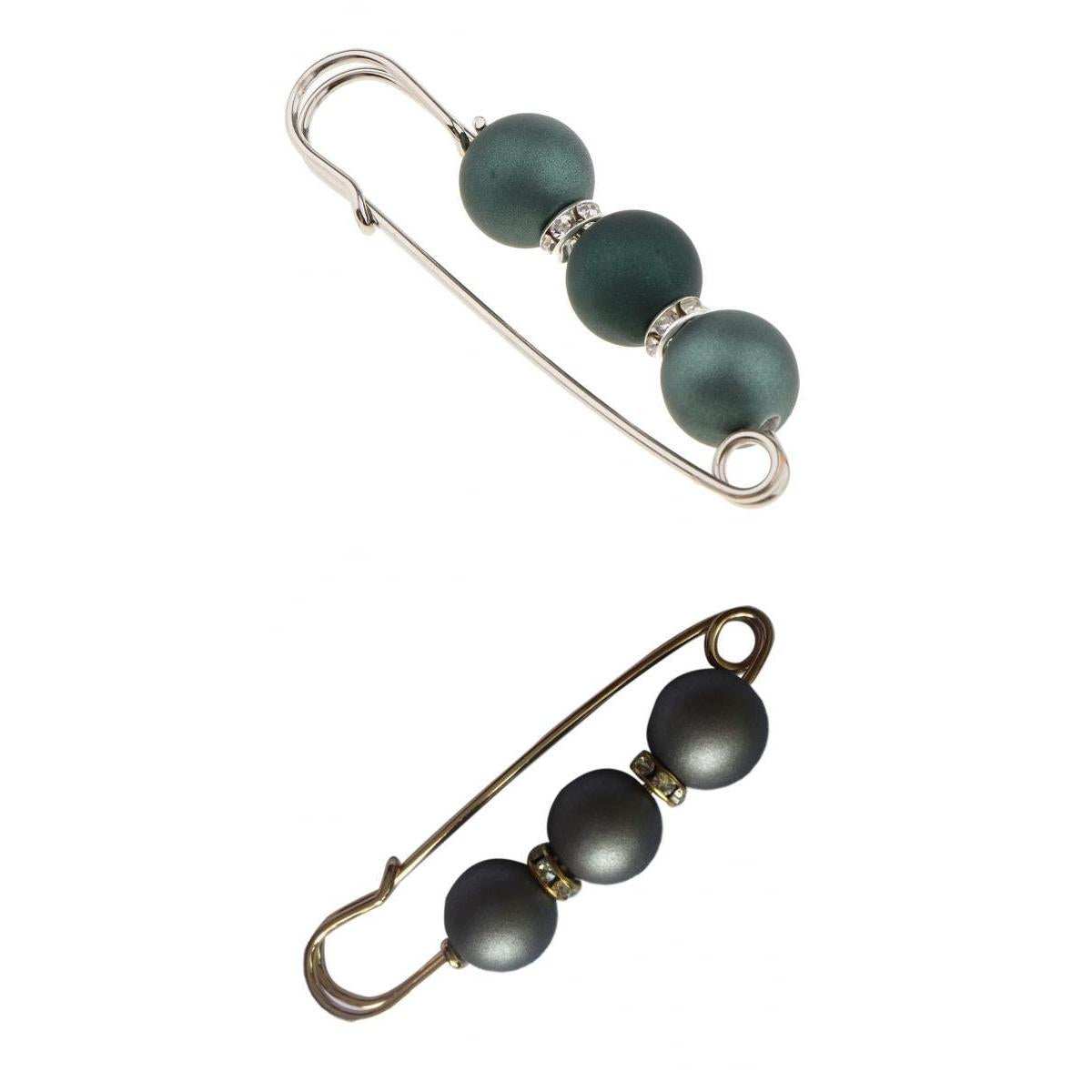 2 Pieces ABS Pearls Safety Pin Brooch Pin Clip for Scarf Gown Hijab Pin