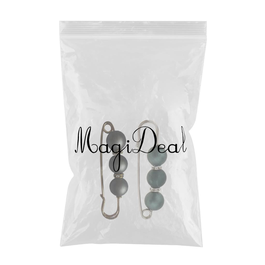 2 Pieces ABS Pearls Safety Pin Brooch Pin Clip for Scarf Gown Hijab Pin