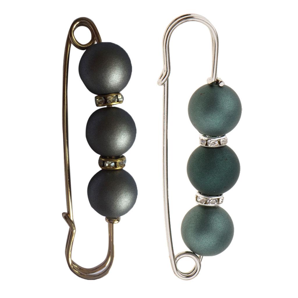 2 Pieces ABS Pearls Safety Pin Brooch Pin Clip for Scarf Gown Hijab Pin