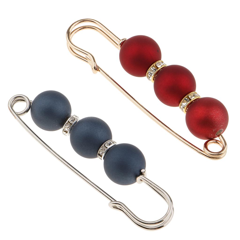 2 Pieces Practical Fashion Charm ABS Pearl Stick Pin Scarf Safety Pin Brooch