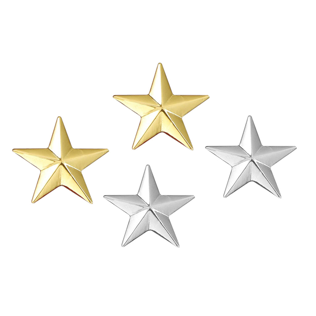 2 pairs Silver/Gold Star Lapel Collar Pin Corsage Brooch Breastpin Jewelry