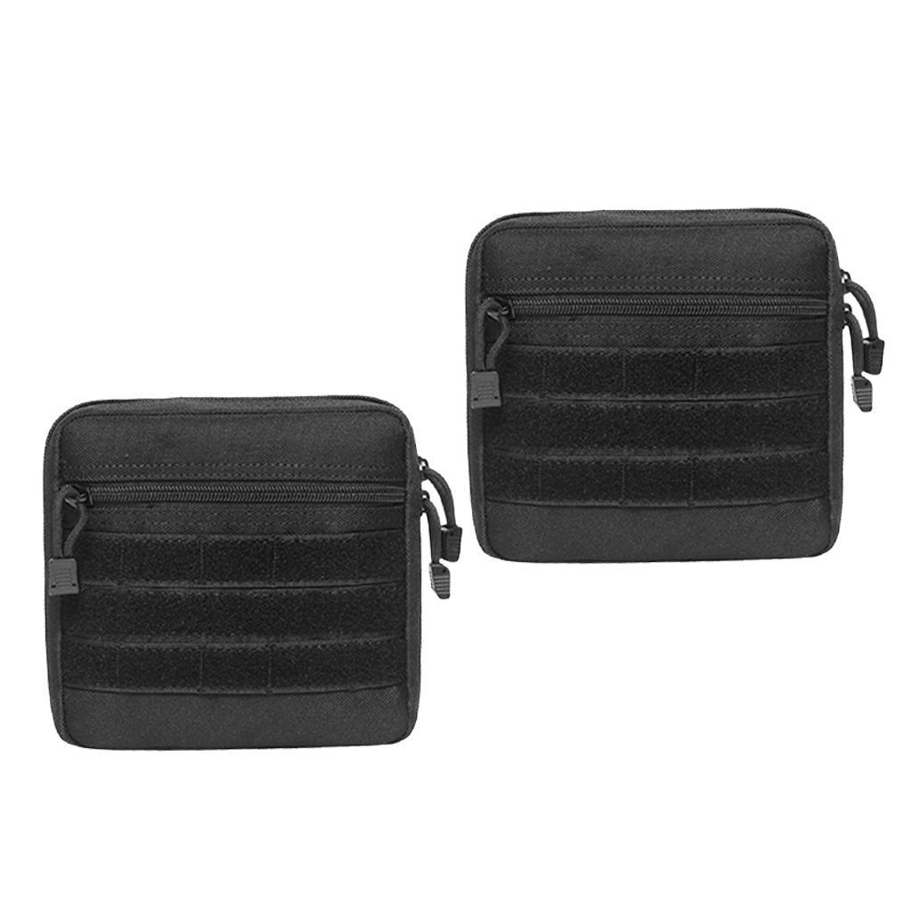 2pcs Molle Pouch Belt Waist Pack Bag Multi-purpose Utility Pouch Black