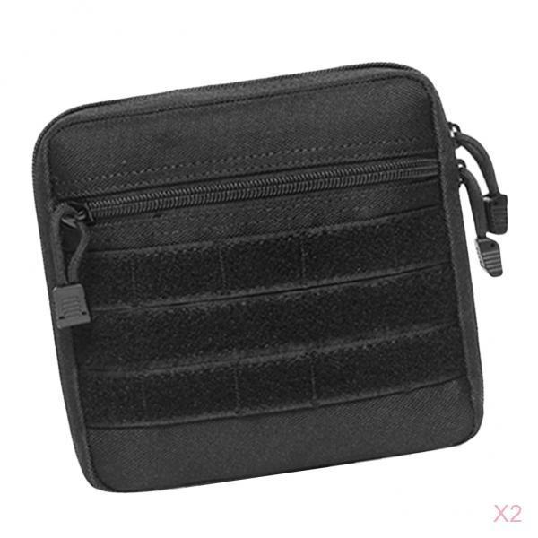 2pcs Molle Pouch Belt Waist Pack Bag Multi-purpose Utility Pouch Black