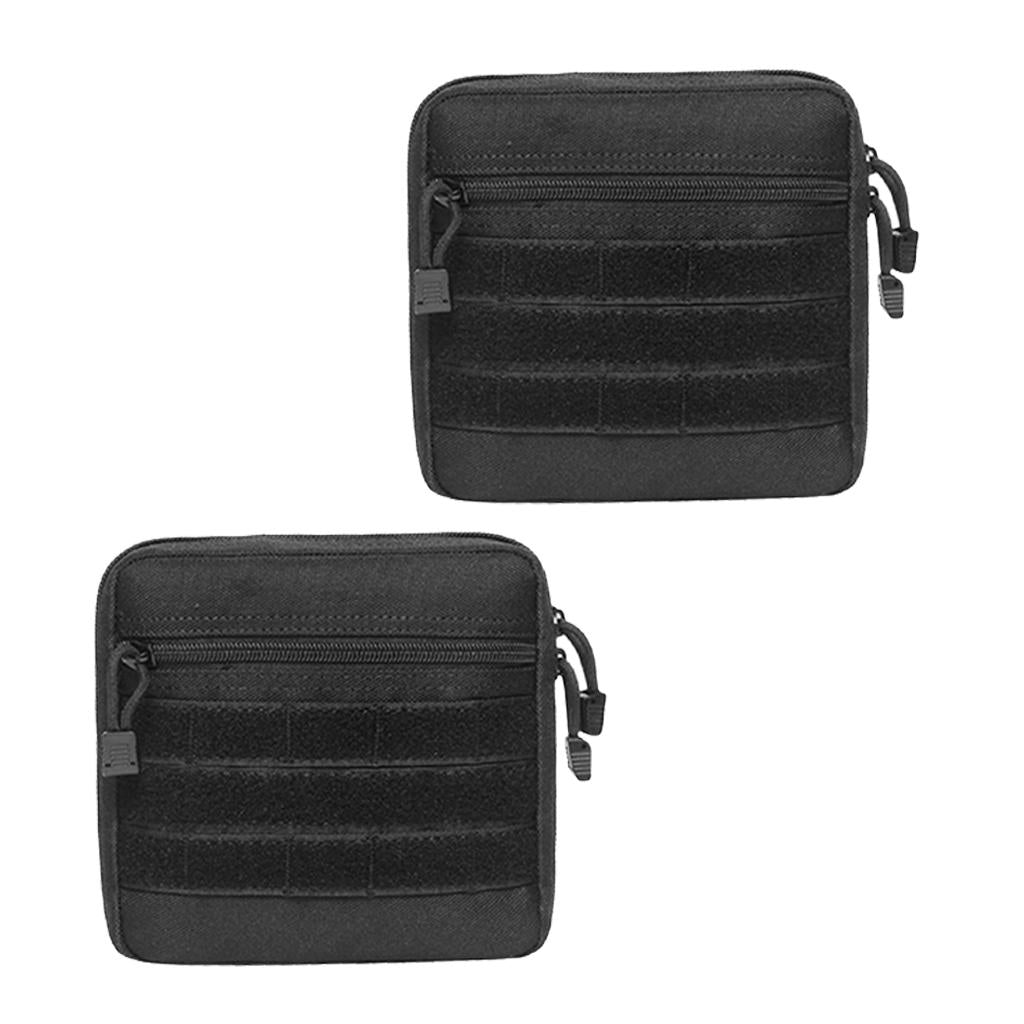 2pcs Molle Pouch Belt Waist Pack Bag Multi-purpose Utility Pouch Black