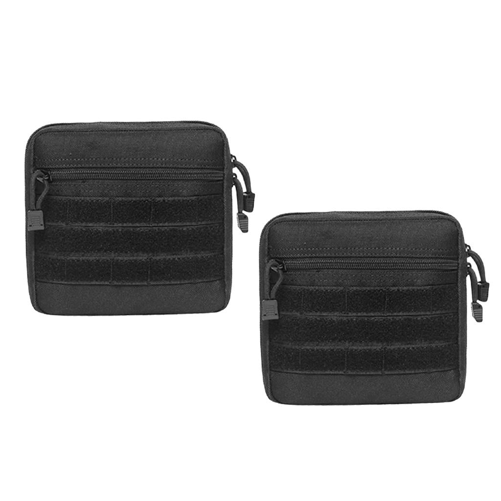 2pcs Molle Pouch Belt Waist Pack Bag Multi-purpose Utility Pouch Black