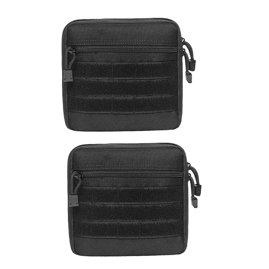2pcs Molle Pouch Belt Waist Pack Bag Multi-purpose Utility Pouch Black