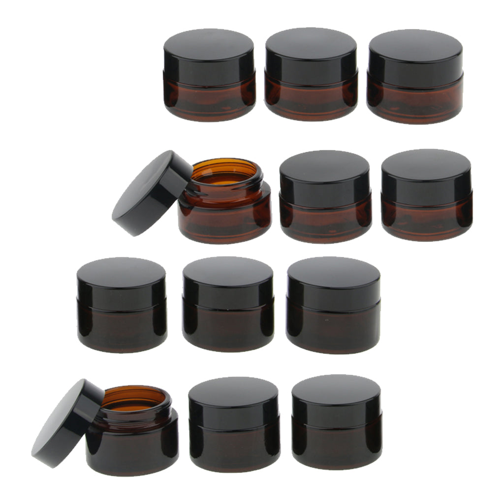 12Pcs Refillable Cosmetic Containers Round Glass Jars for Face Cream Lotion