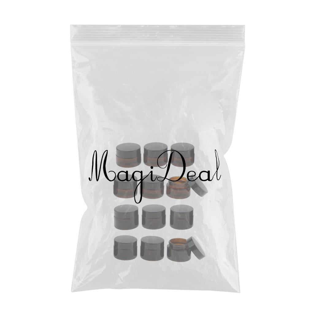 12Pcs Refillable Cosmetic Containers Round Glass Jars for Face Cream Lotion