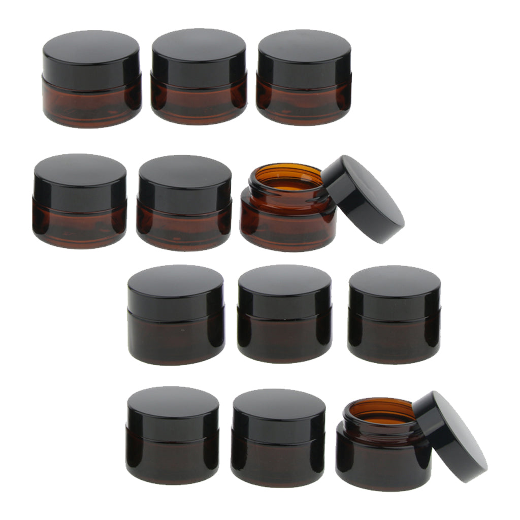 12Pcs Refillable Cosmetic Containers Round Glass Jars for Face Cream Lotion