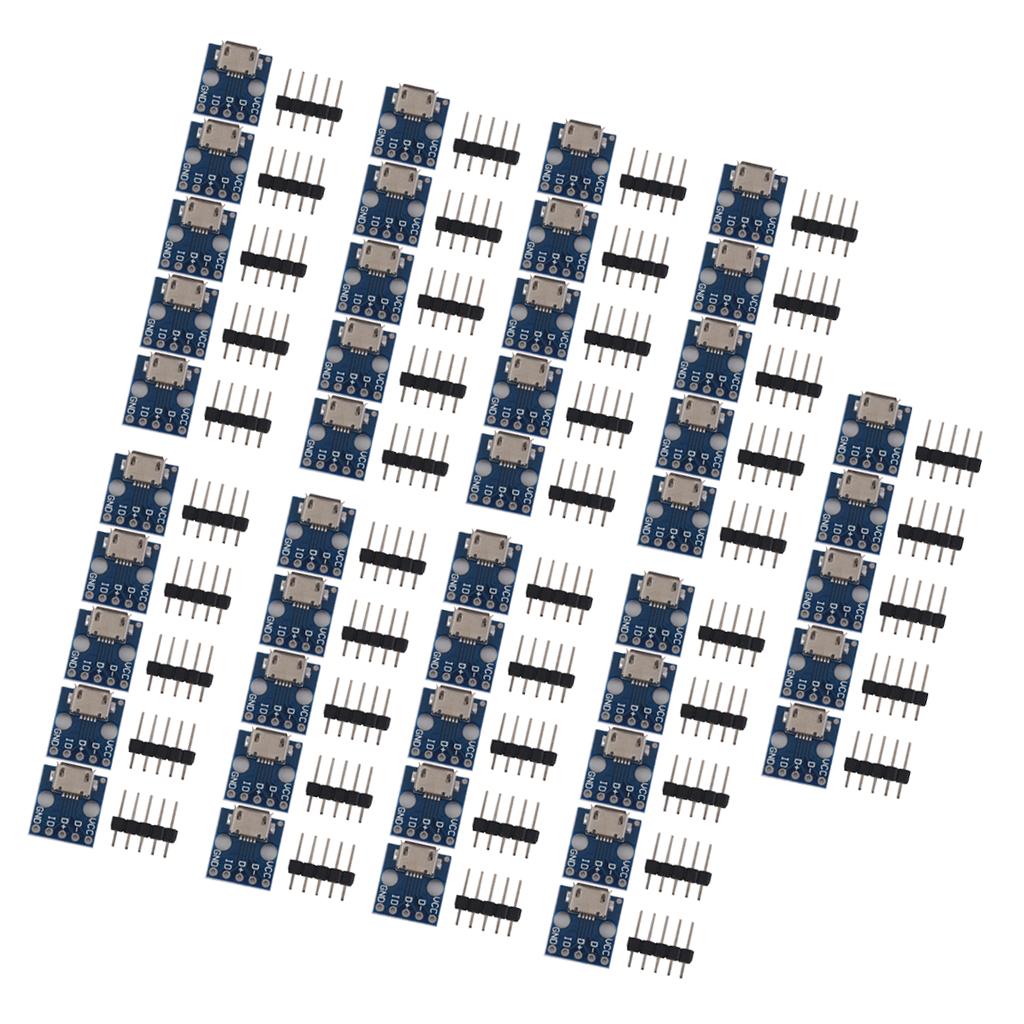 45pcs Female MICRO USB to DIP 5-Pin Pinboard 2.54mm micro USB type