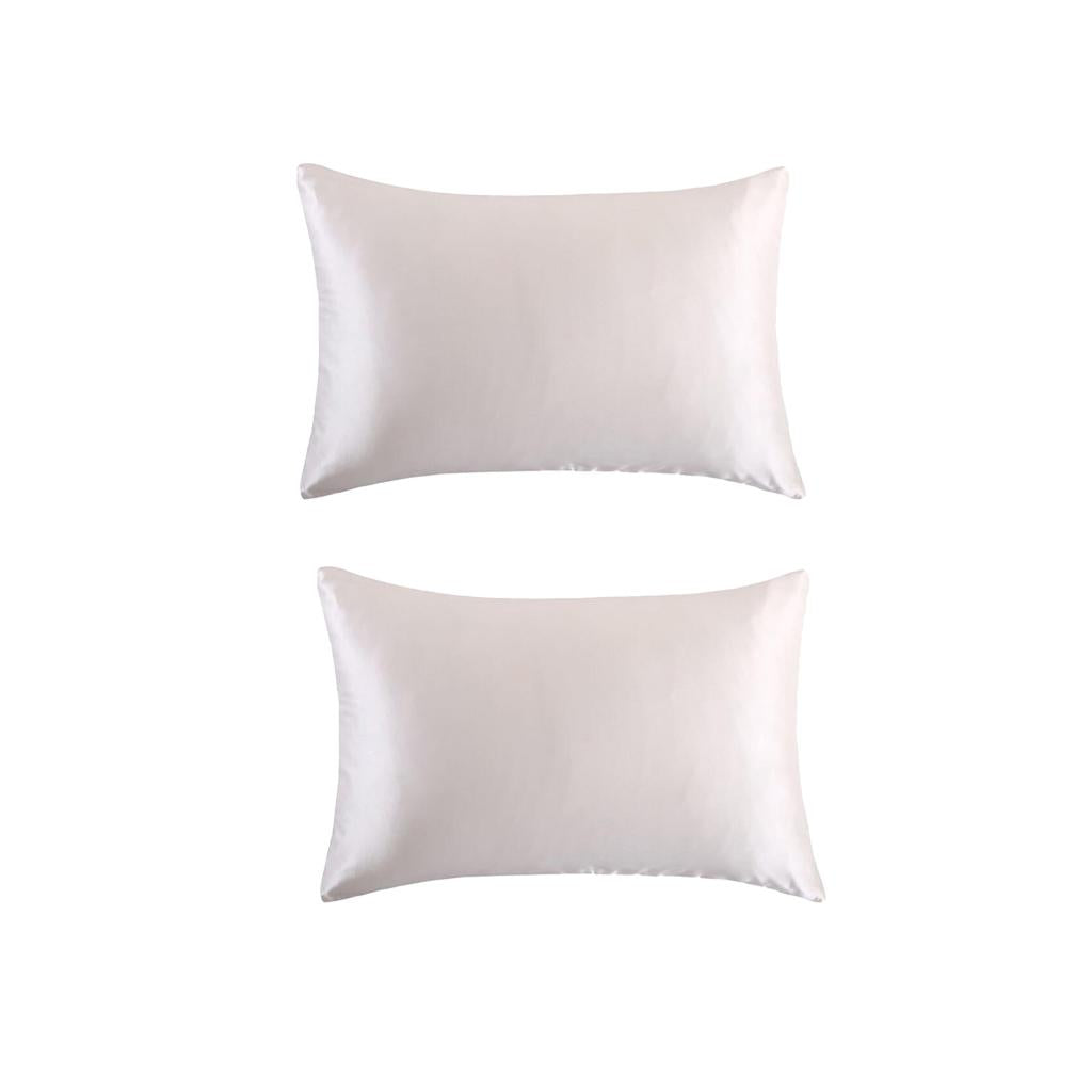 2Pcs White 19 Momme Both Side Pure Silk Pillowcase for Hair Facial Beauty