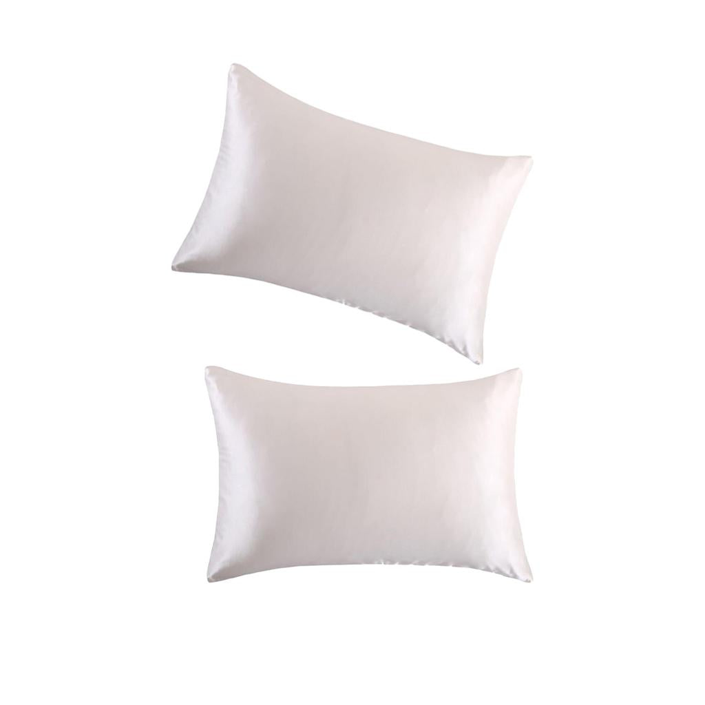 2Pcs White 19 Momme Both Side Pure Silk Pillowcase for Hair Facial Beauty