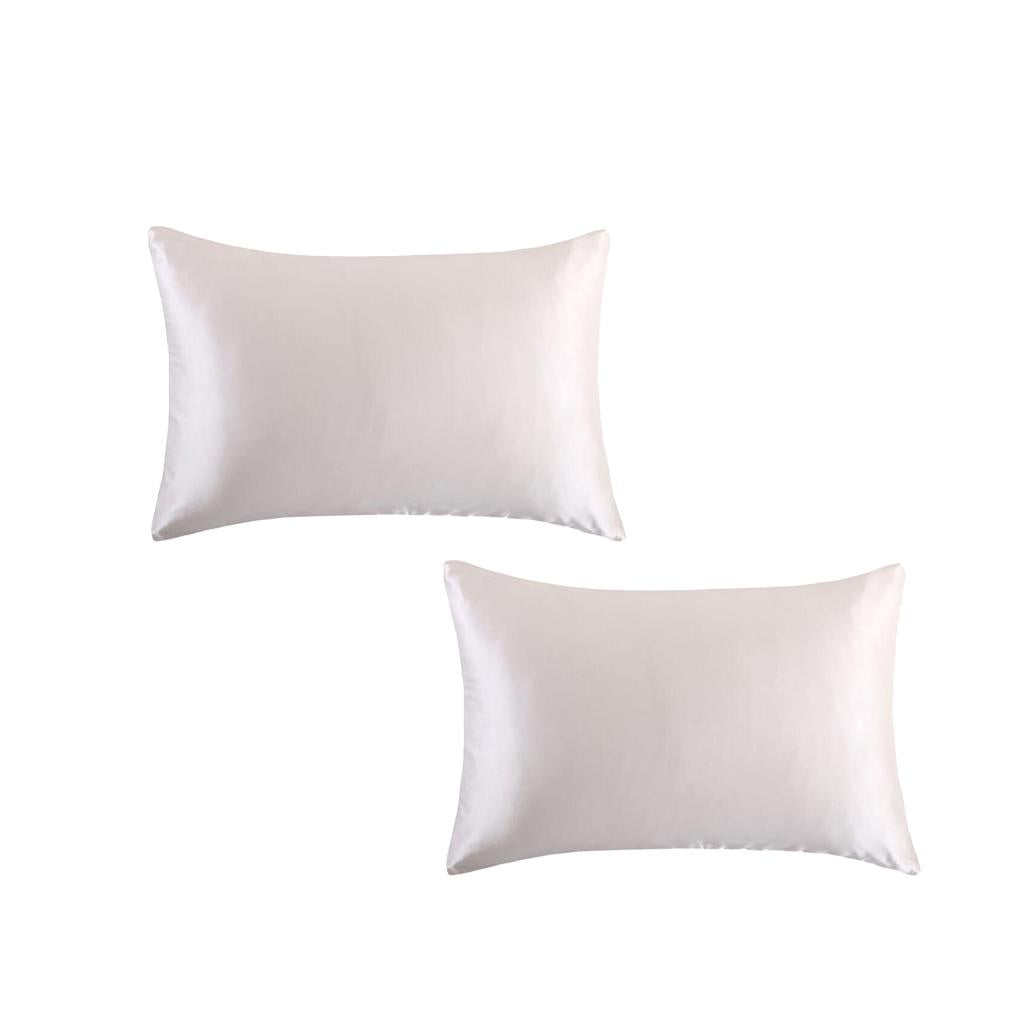 2Pcs White 19 Momme Both Side Pure Silk Pillowcase for Hair Facial Beauty