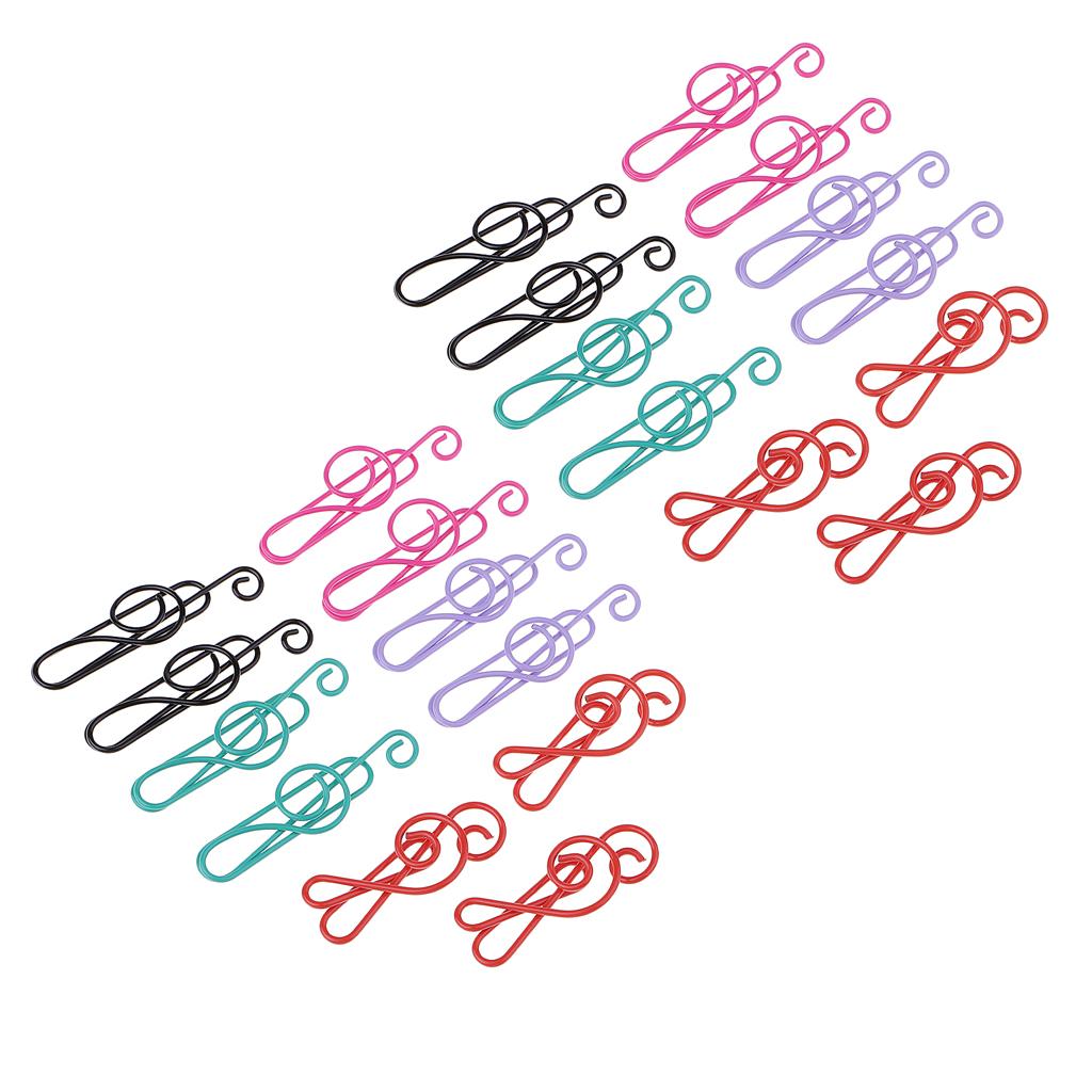 40 Pieces Mixed Music Symbols Paper Clips Metal Bookmarks Office Stationery