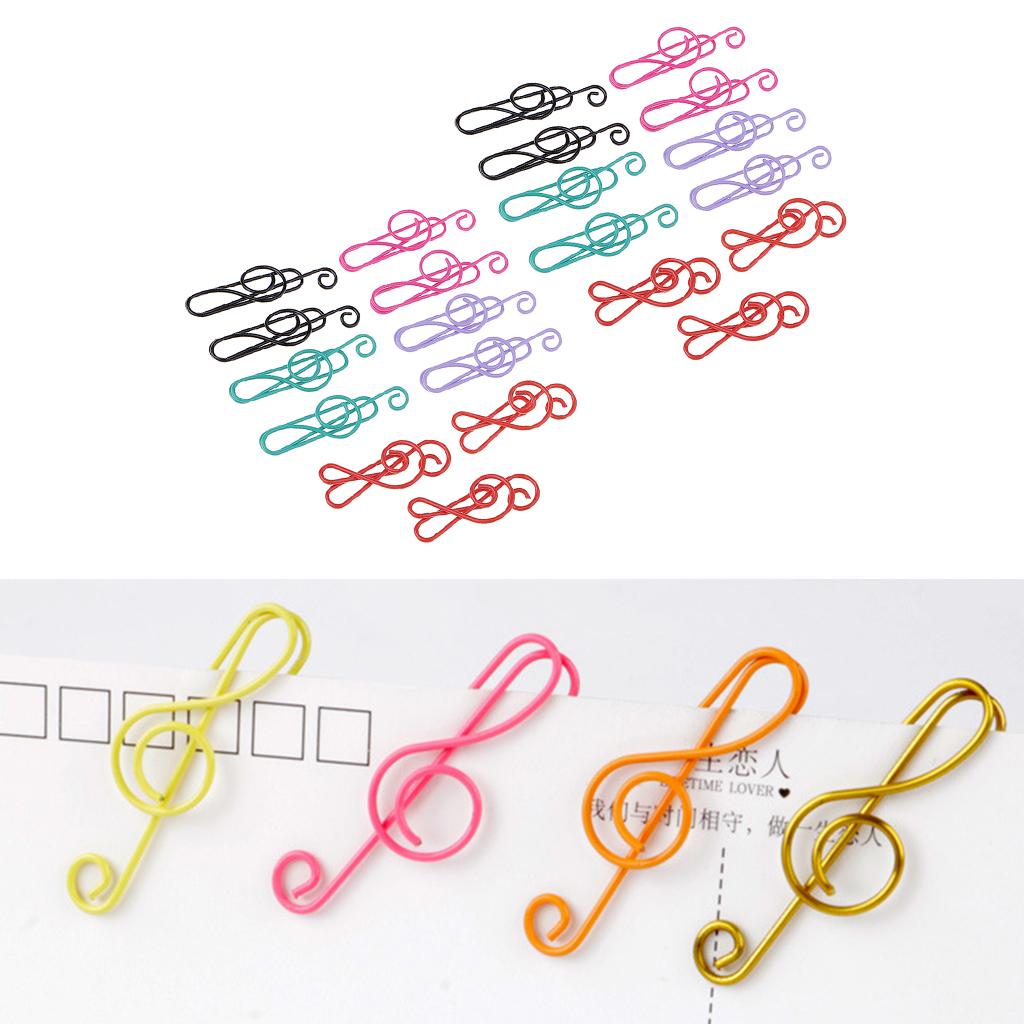 40 Pieces Mixed Music Symbols Paper Clips Metal Bookmarks Office Stationery