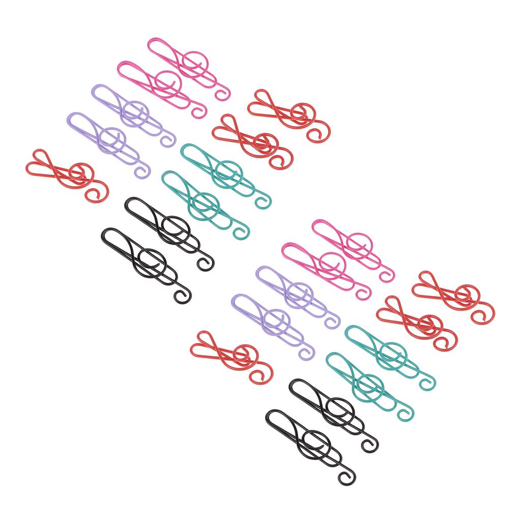 40 Pieces Mixed Music Symbols Paper Clips Metal Bookmarks Office Stationery