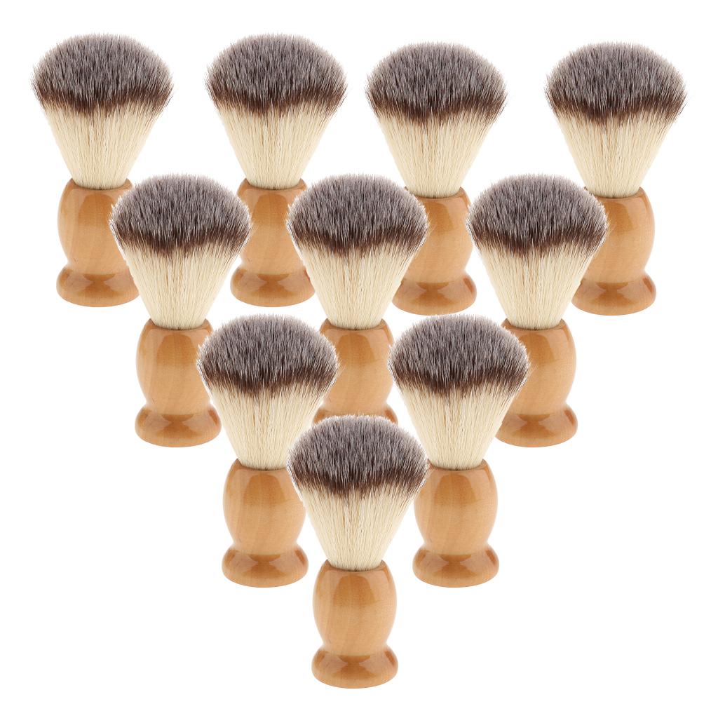 10 Pieces Men Beard Grooming Shaving Brushes Wood Handle