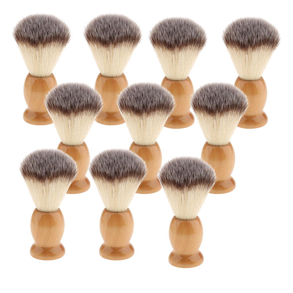 10 Pieces Men Beard Grooming Shaving Brushes Wood Handle