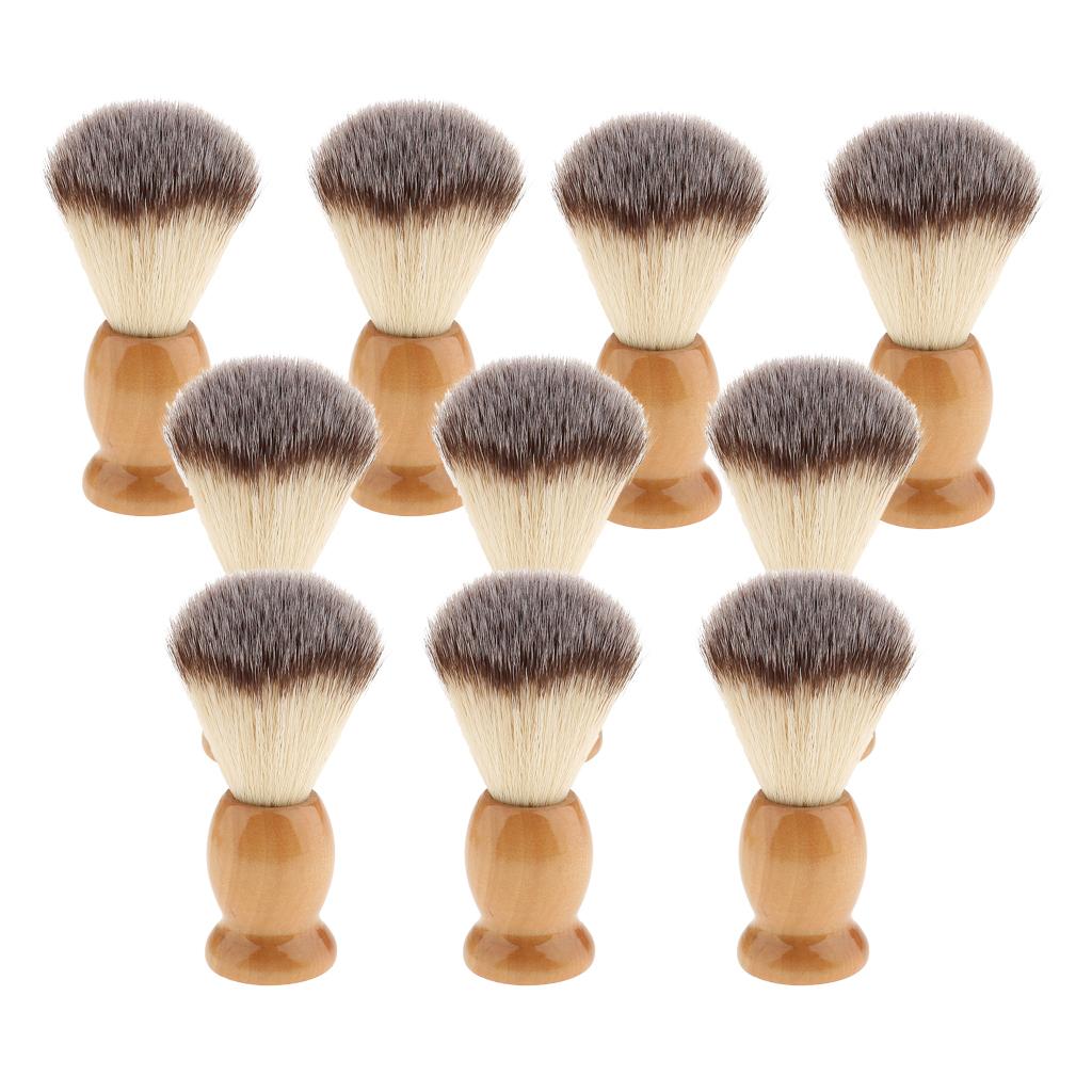 10 Pieces Men Beard Grooming Shaving Brushes Wood Handle