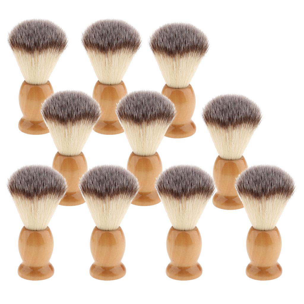 10 Pieces Men Beard Grooming Shaving Brushes Wood Handle
