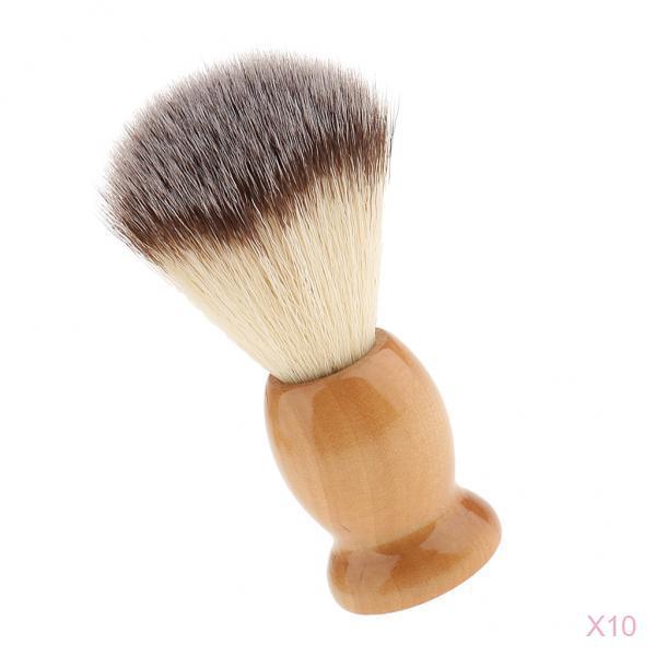 10 Pieces Men Beard Grooming Shaving Brushes Wood Handle