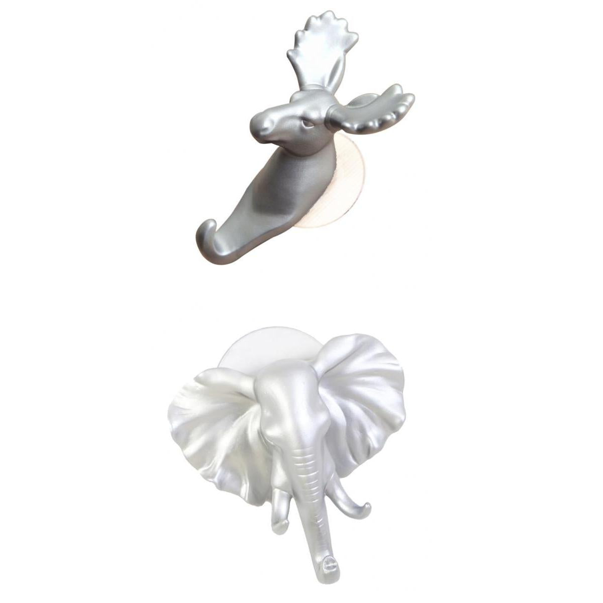 2 pack Elk Elephant Head Suction Hooks Wall Hanger Rack Holder