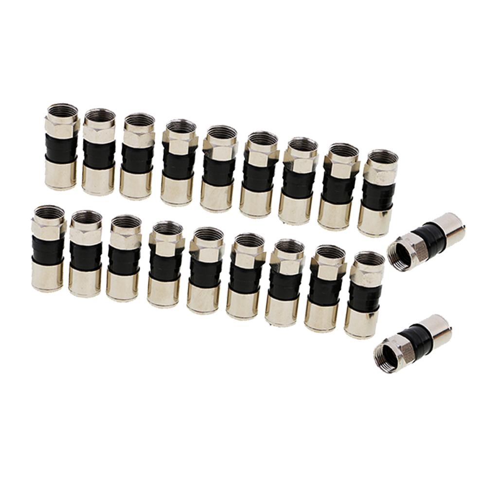 20pcs RG6 F Type Compression Snap Seal Plug Connector for Satellite Cable TV