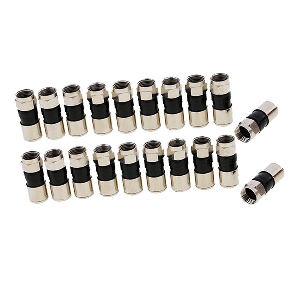 20pcs RG6 F Type Compression Snap Seal Plug Connector for Satellite Cable TV