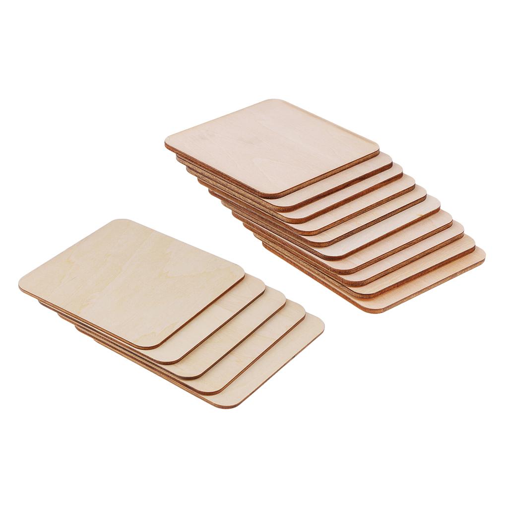 15pcs Mixed Blank Wood Square Plaque Unfinished Wooden Cutout Shapes Craft