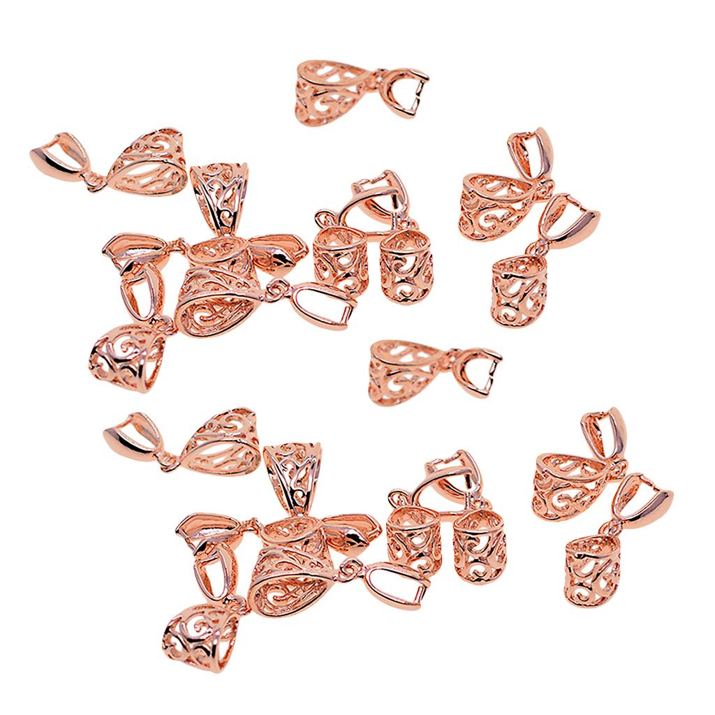 20pcs filigree flower Pendant Pinch Bails Connector DIY Jewelry Rose Gold