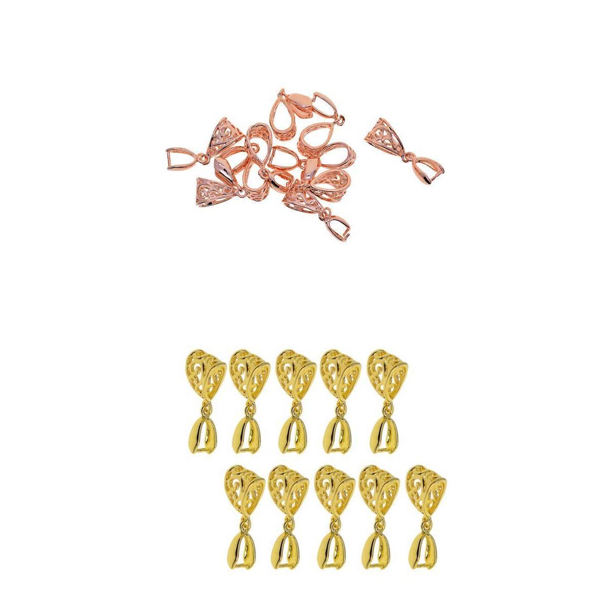 20pcs Pendant Pinch Bails Connector DIY Jewelry Rose Gold & Golden