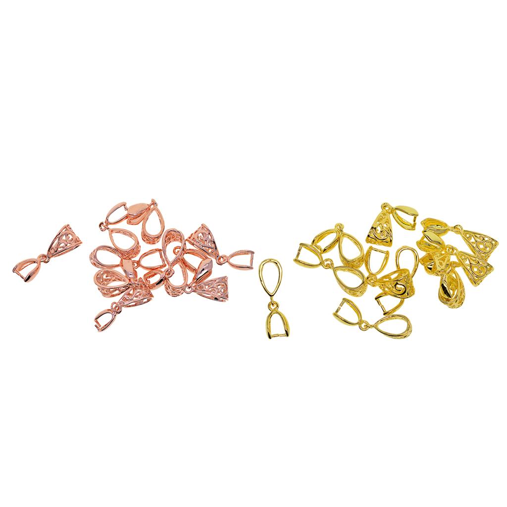 20pcs Pendant Pinch Bails Connector DIY Jewelry Rose Gold & Golden